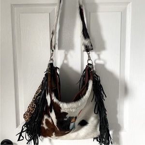 Western Leather Cowhide Fringe Crossbody